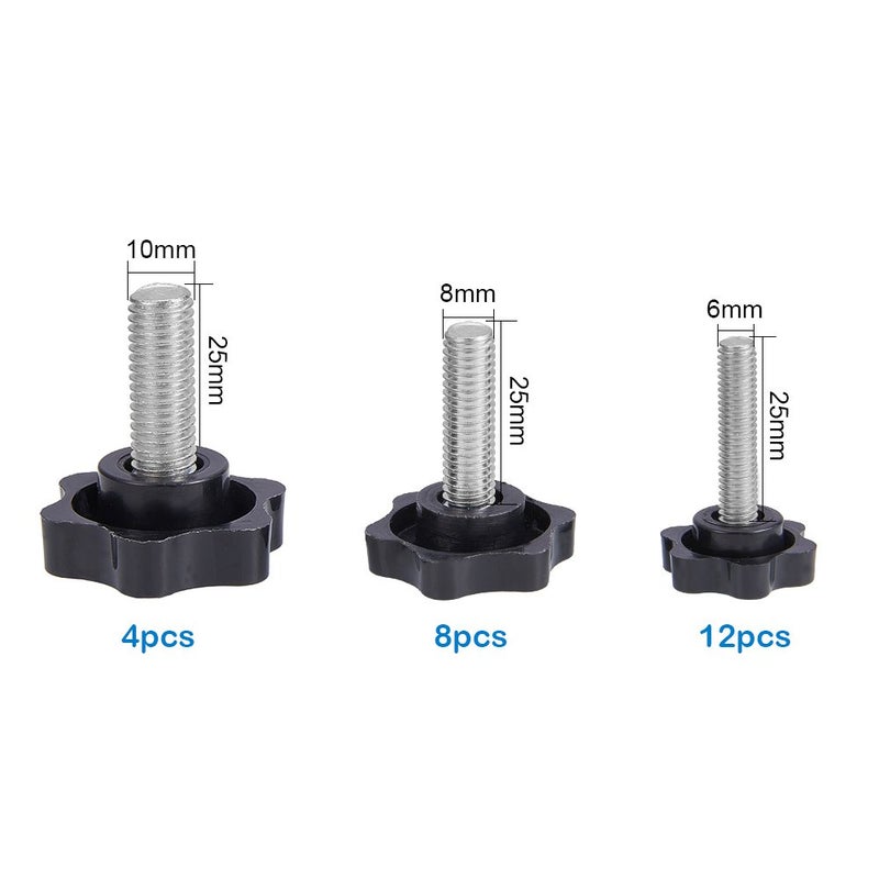 INCREWAY 24pcs Thumb Screw, M6/M8/M10x25mm Star Head Knob Tightening Screw Thumbscrew - Image 2